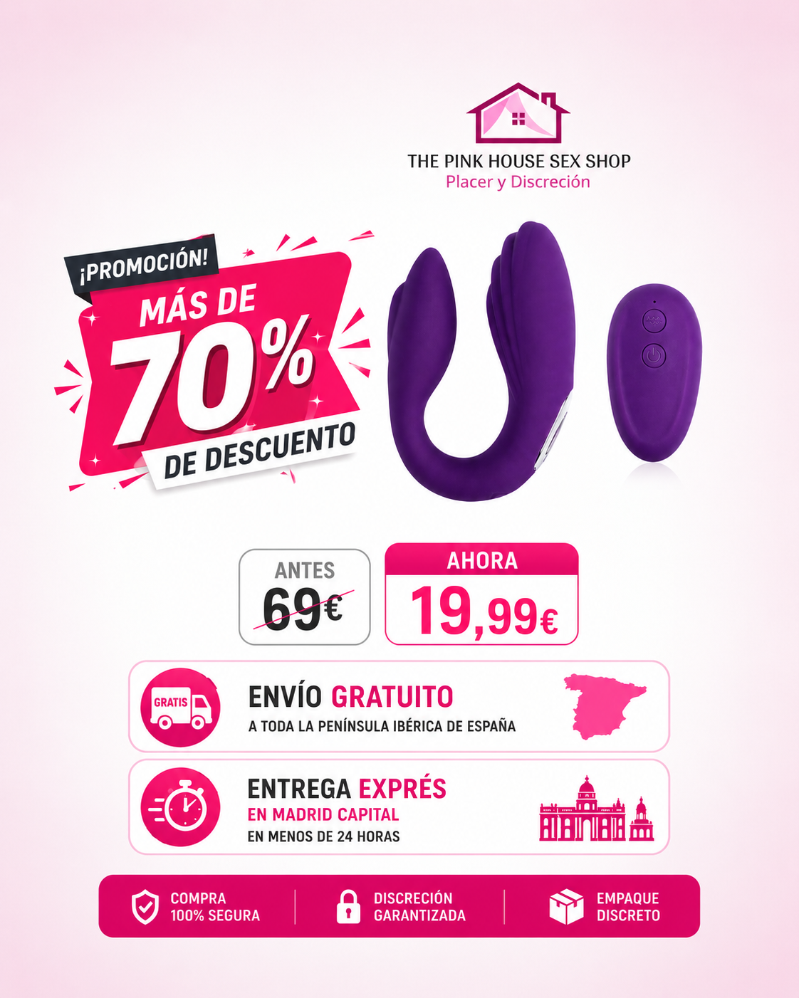 Bonnie vibrador estimulador de clítoris con mando a distancia