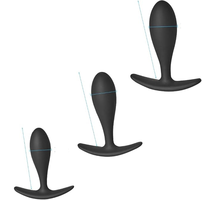PLUG ANAL PACK 3 PIEZAS S 8,5cm, M 10,4cm, L 12,4cm  MODELO LISO CAMBER- NEGRO