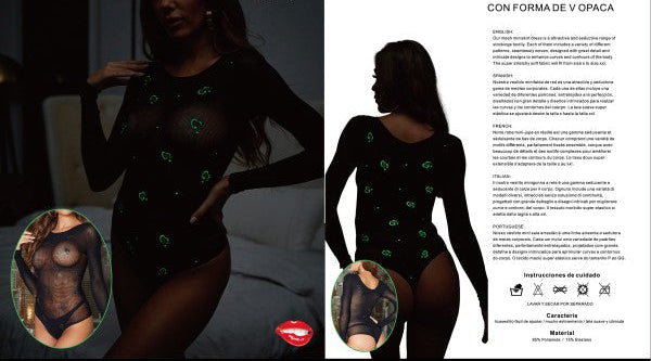LENCERÍA - MALLA VIKINI CORTO - CORAZONES REFLECTANTES LUMINOSO VERDE