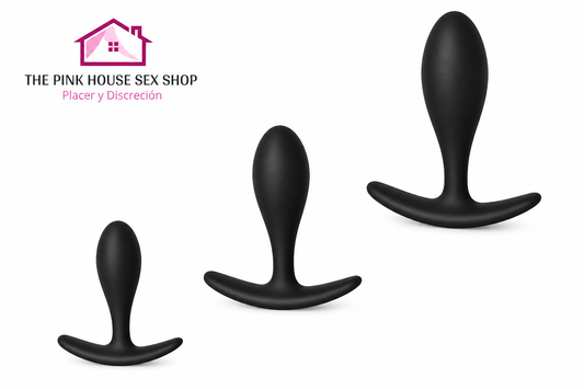 PLUG ANAL PACK 3 PIEZAS S 8,5cm, M 10,4cm, L 12,4cm  MODELO LISO CAMBER - NEGRO