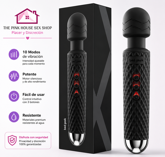 VIBRADOR MICROFONO 20cm RECARGABLE 10 VELOCIDADES - NEGRO
