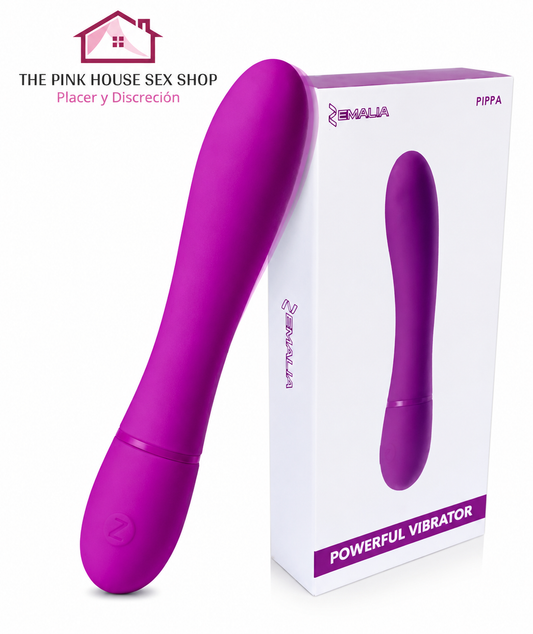 VIBRADOR RUDY MODELO PIPPA ZEMALIA  ESTIMULADOR PUNTO G RESISTENTE AL AGUA 19cm RECARGABLE - PÚRPURA