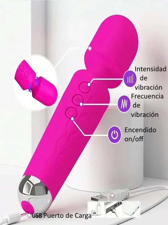 VIBRADOR MICROFONO 20,5cm RECARGABLE 10 VELOCIDADES - FUSCIA