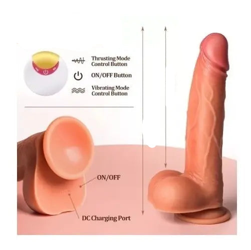 CONSOLADOR REALISTICO VIBRADOR RECARGABLE 20,5cm D4cm CON GENITALES -  NUDE