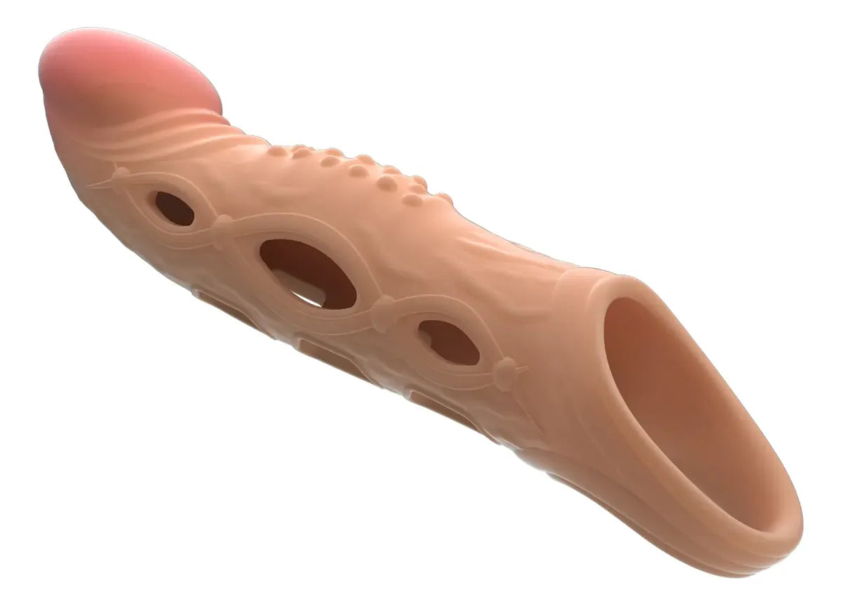 FUNDA EXTENSIÓN 4,9cm 21,3cm D4cm PARA PENE CON BALA VIBRADORA ESTIMULANTE - NUDE