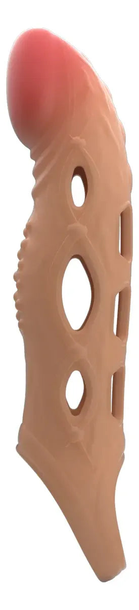 FUNDA EXTENSIÓN 4,9cm 21,3cm D4cm PARA PENE CON BALA VIBRADORA ESTIMULANTE - NUDE