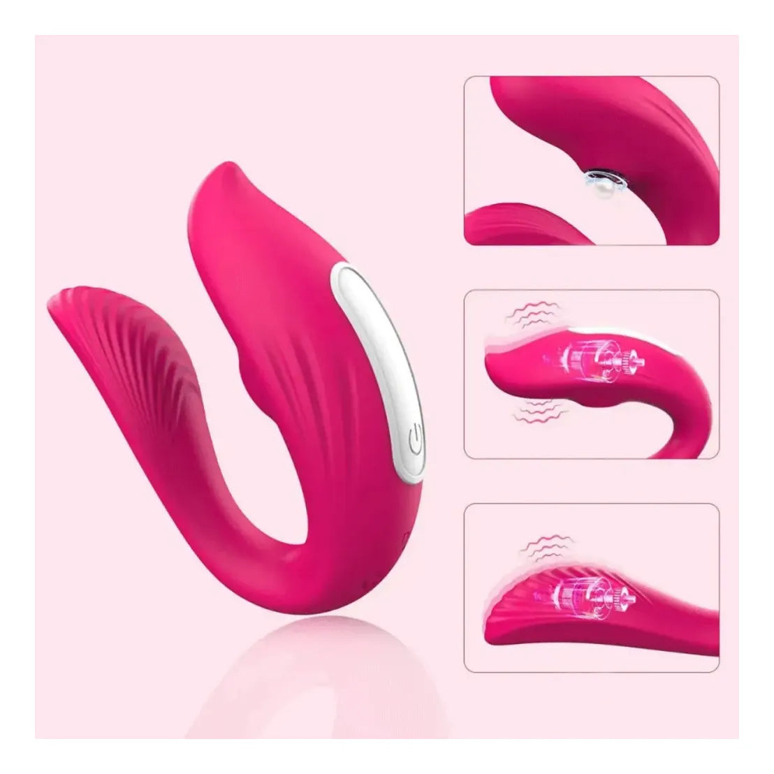 SUCCIONADOR DOBLE ESTIMULACCIÓN CON 10 MODOS DE VIBRACIÓN INTRODUCIBLE 13cm - FUSCIA