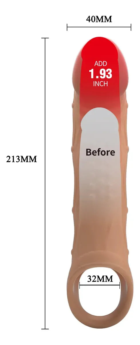FUNDA EXTENSIÓN 4,9cm 21,3cm D4cm PARA PENE CON BALA VIBRADORA ESTIMULANTE - NUDE