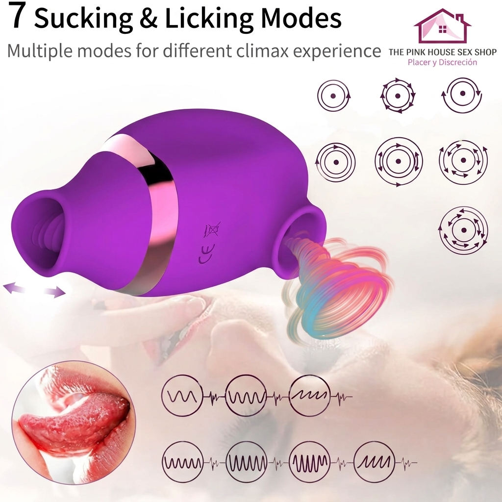 SUCCIONADOR 2 EN 1 CON LENGÜETA  RESISTENTE AL AGUA - PÚRPURA