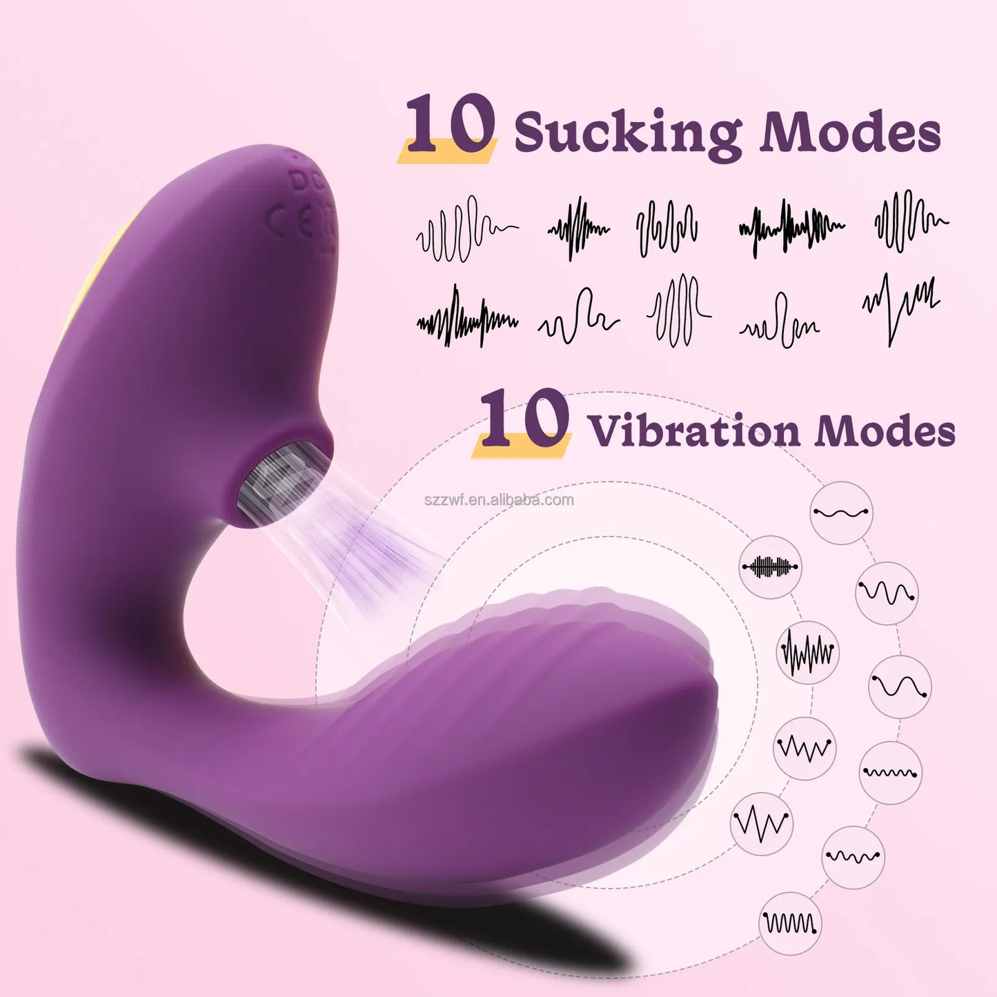 Succionador y vibrador pinza con mando, estimulador punto G, clítoris y pezones 10 modos de succión y vibrado