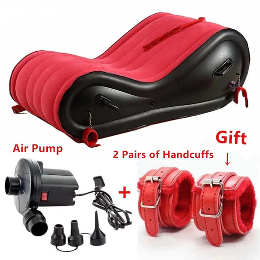 Sillón tantra hinchable portátil talla L con esposas