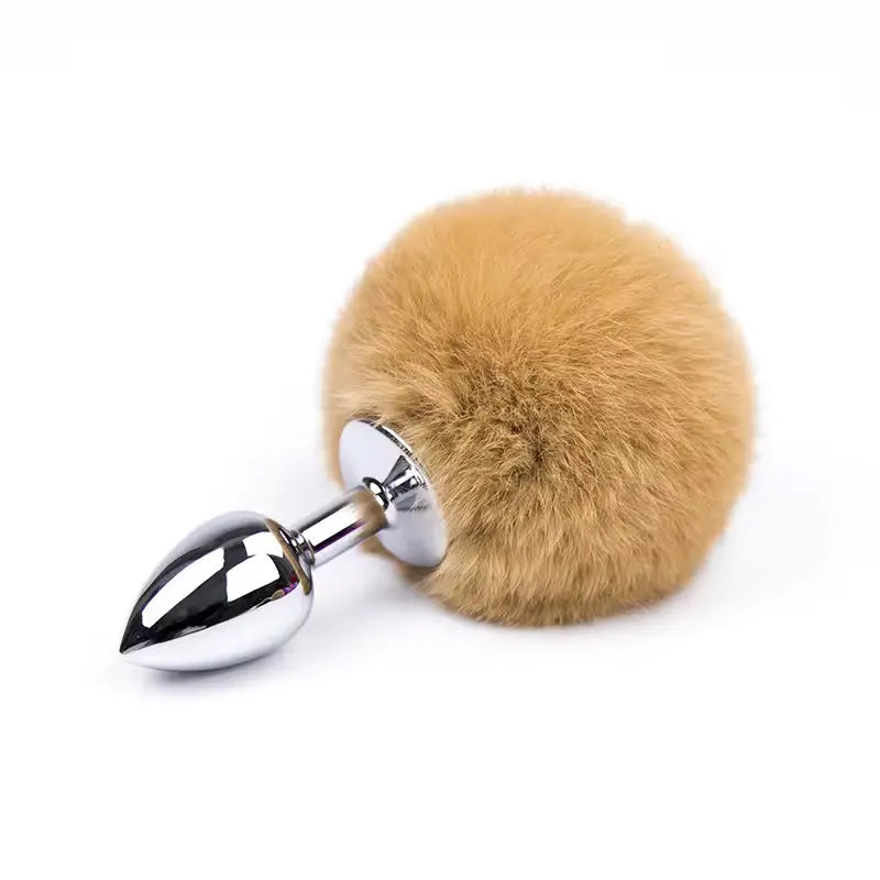 Plug anal cola de conejo talla S en acero quirurgico