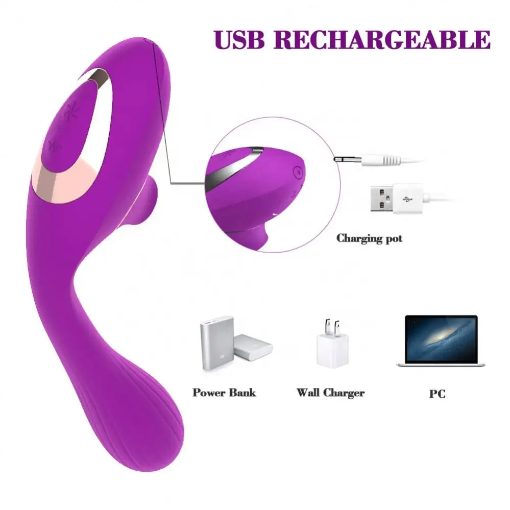 Vibrador 180º y succionador de clítoris/pezones empuje de aire flexible modelo 2023 con mas de 10 modos de succión y vibrado introducible