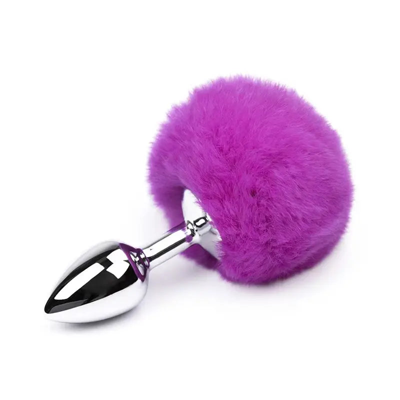 Plug anal cola de conejo talla S en acero quirurgico