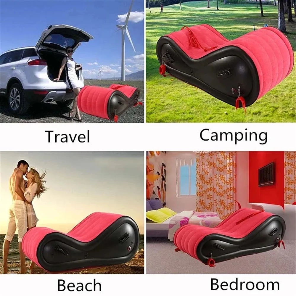 Sillón tantra hinchable portátil talla L con esposas