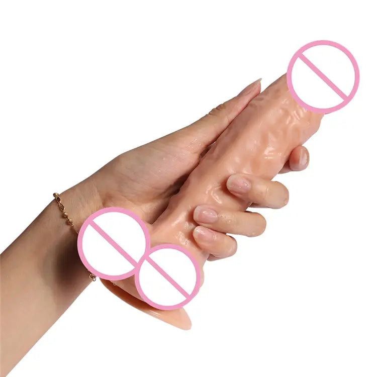 Dildo vibrador realistico 19.5cmx4cm rotativo 360º con base de succión compatible con arnés