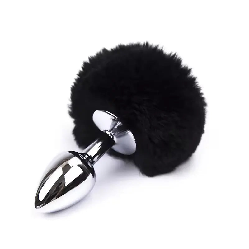 Plug anal cola de conejo talla S en acero quirurgico