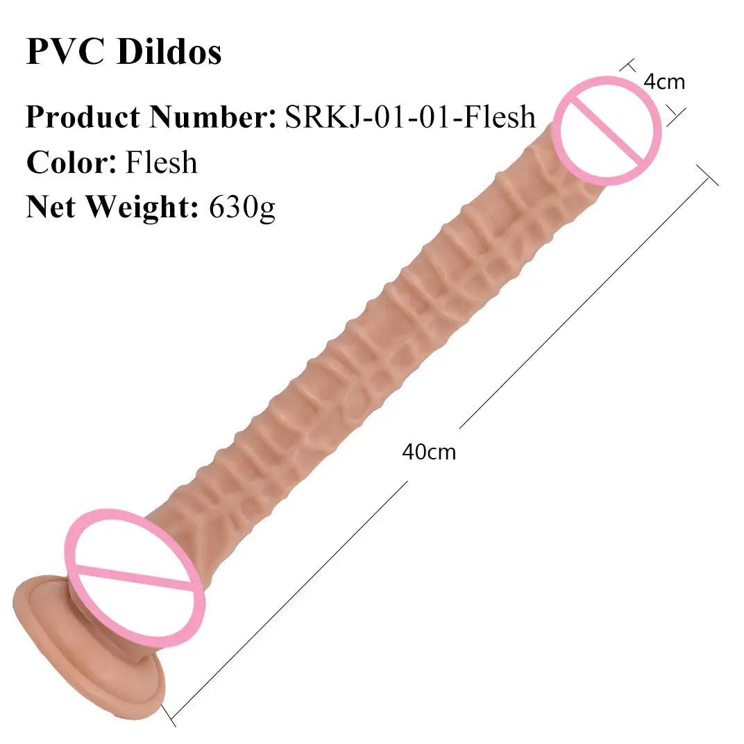 Dildo extra largo XXL 40cm con base succión compatible con arnés