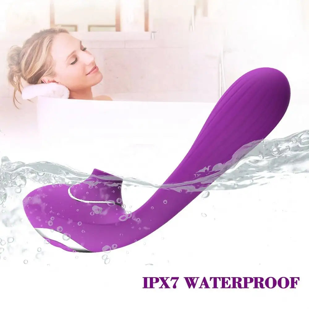 Vibrador 180º y succionador de clítoris/pezones empuje de aire flexible modelo 2023 con mas de 10 modos de succión y vibrado introducible