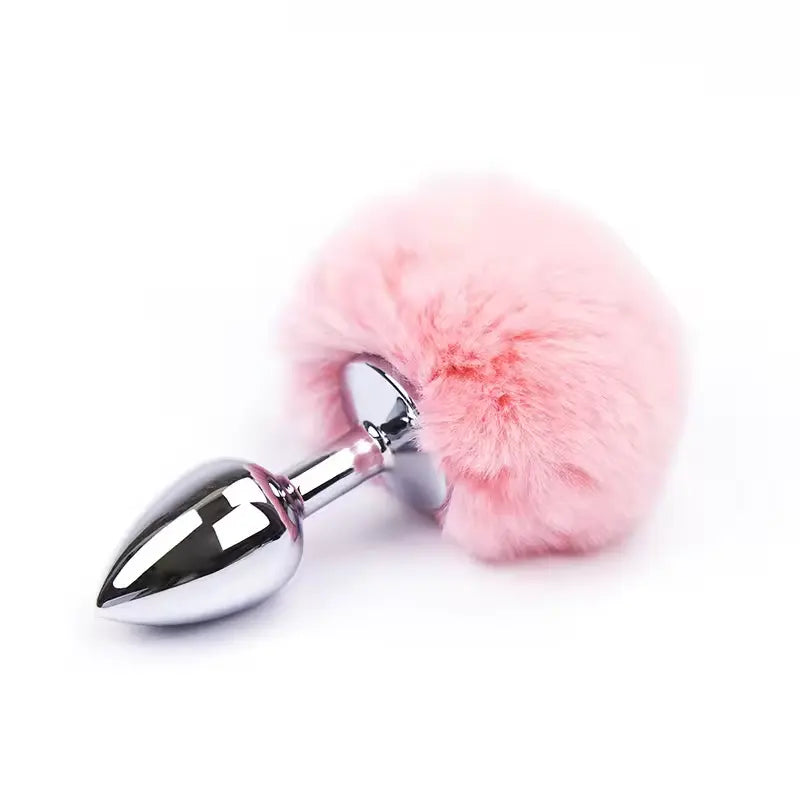 Plug anal cola de conejo talla S en acero quirurgico