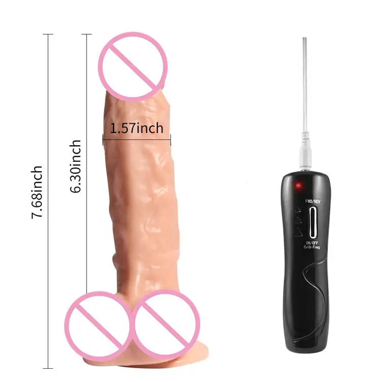 Dildo vibrador realistico 19.5cmx4cm rotativo 360º con base de succión compatible con arnés