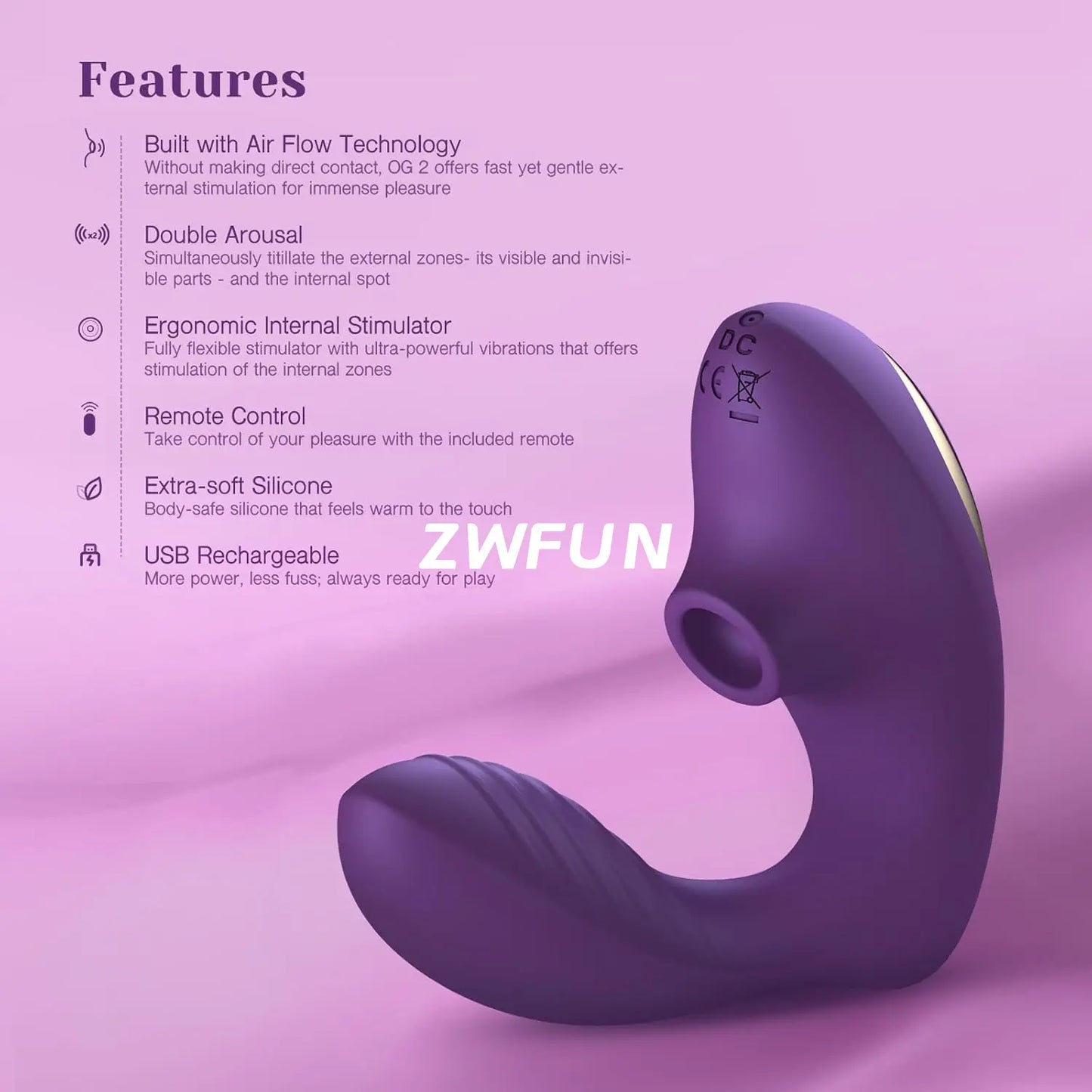 Succionador y vibrador pinza con mando, estimulador punto G, clítoris y pezones 10 modos de succión y vibrado