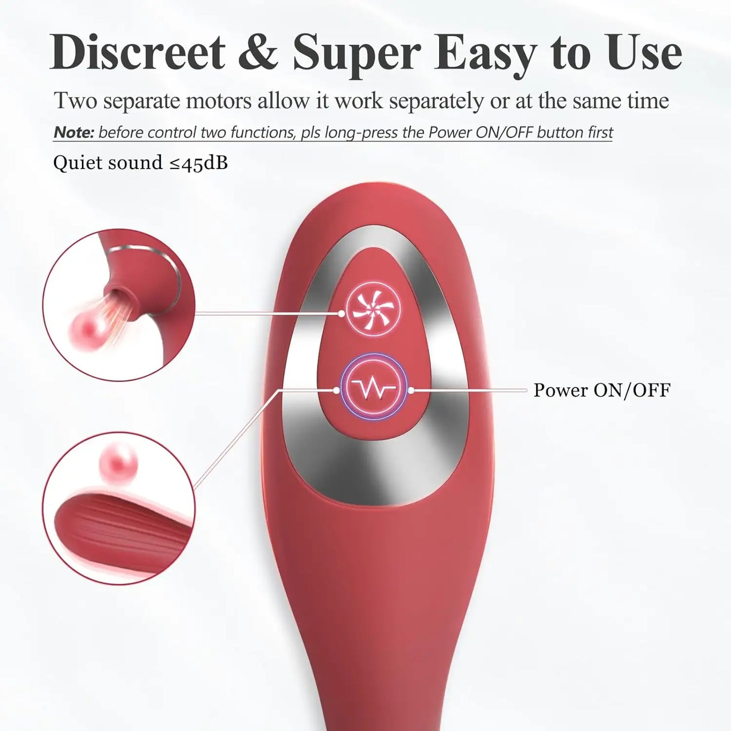 Vibrador 180º y succionador de clítoris/pezones empuje de aire flexible modelo 2023 con mas de 10 modos de succión y vibrado introducible