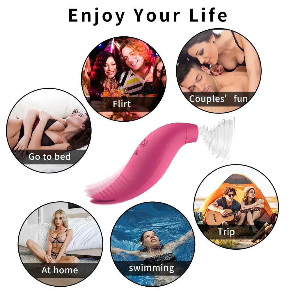 Mini pez cola doble, vibrador y succionador de clítoris 10 modos de vibrado y 7 de succión intraducible