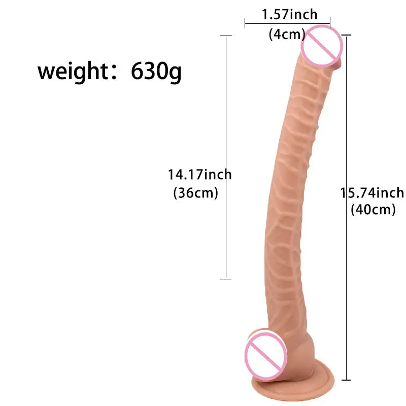 Dildo extra largo XXL 40cm con base succión compatible con arnés
