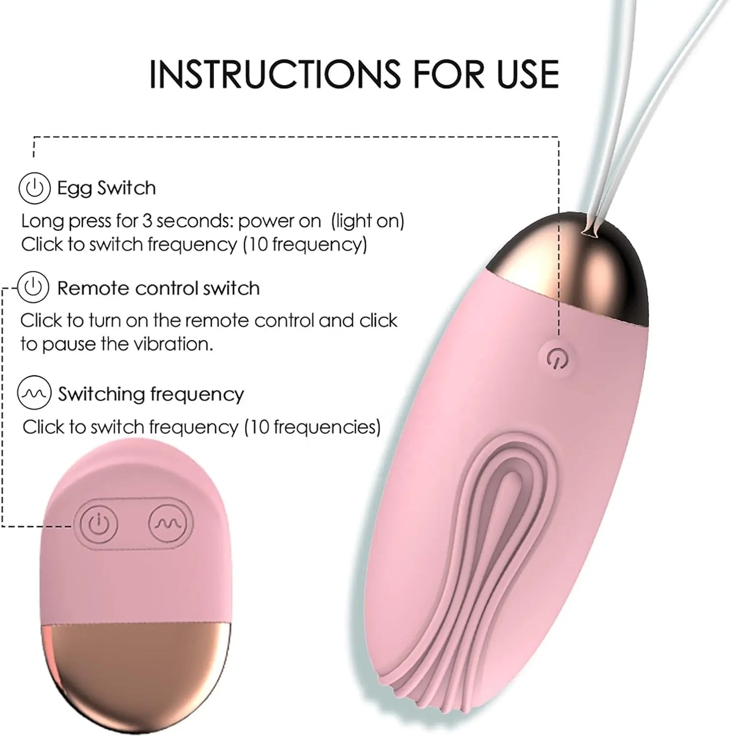 Bala/Huevo vibrador 8cmx3.5cm con mando a distancia 10 frecuencias de vibradores diferente recargable