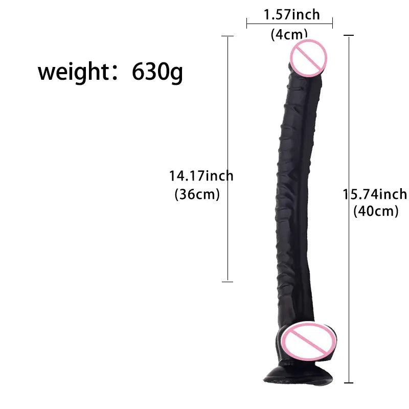 Dildo extra largo XXL 40cm con base succión compatible con arnés