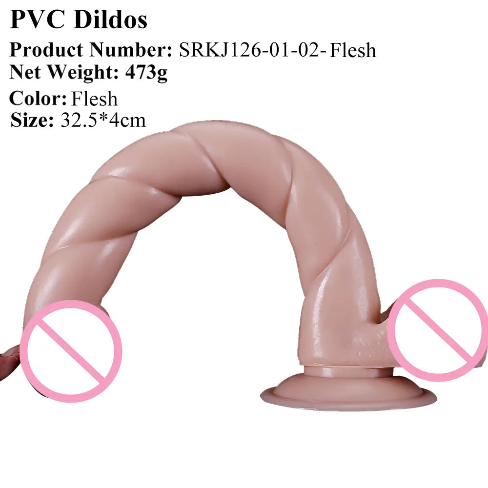 Dildo consolador estriado XXL 32.5cmx4cm