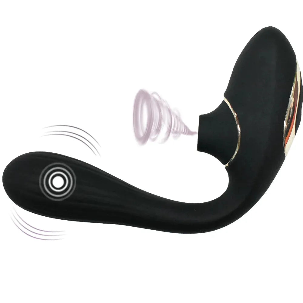 Vibrador 180º y succionador de clítoris/pezones empuje de aire flexible modelo 2023 con mas de 10 modos de succión y vibrado introducible
