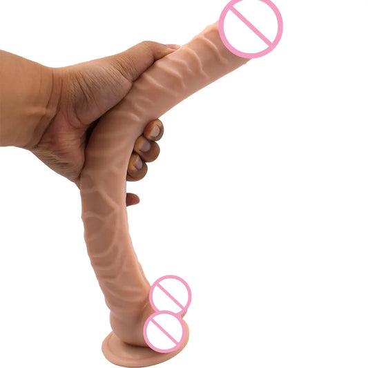 Dildo extra largo XXL 40cm con base succión compatible con arnés