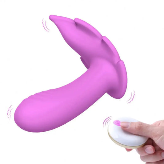 Vibrador en forma de hoja penetradora con 10 frecuencia de vibrados diferente y mando a distancia recargable 95*35*80mm