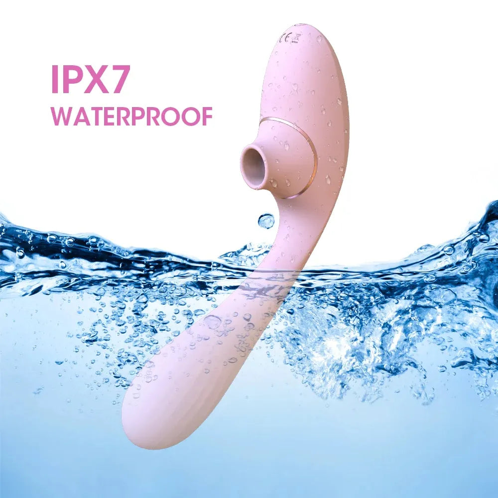 Vibrador 180º y succionador de clítoris/pezones empuje de aire flexible modelo 2023 con mas de 10 modos de succión y vibrado introducible