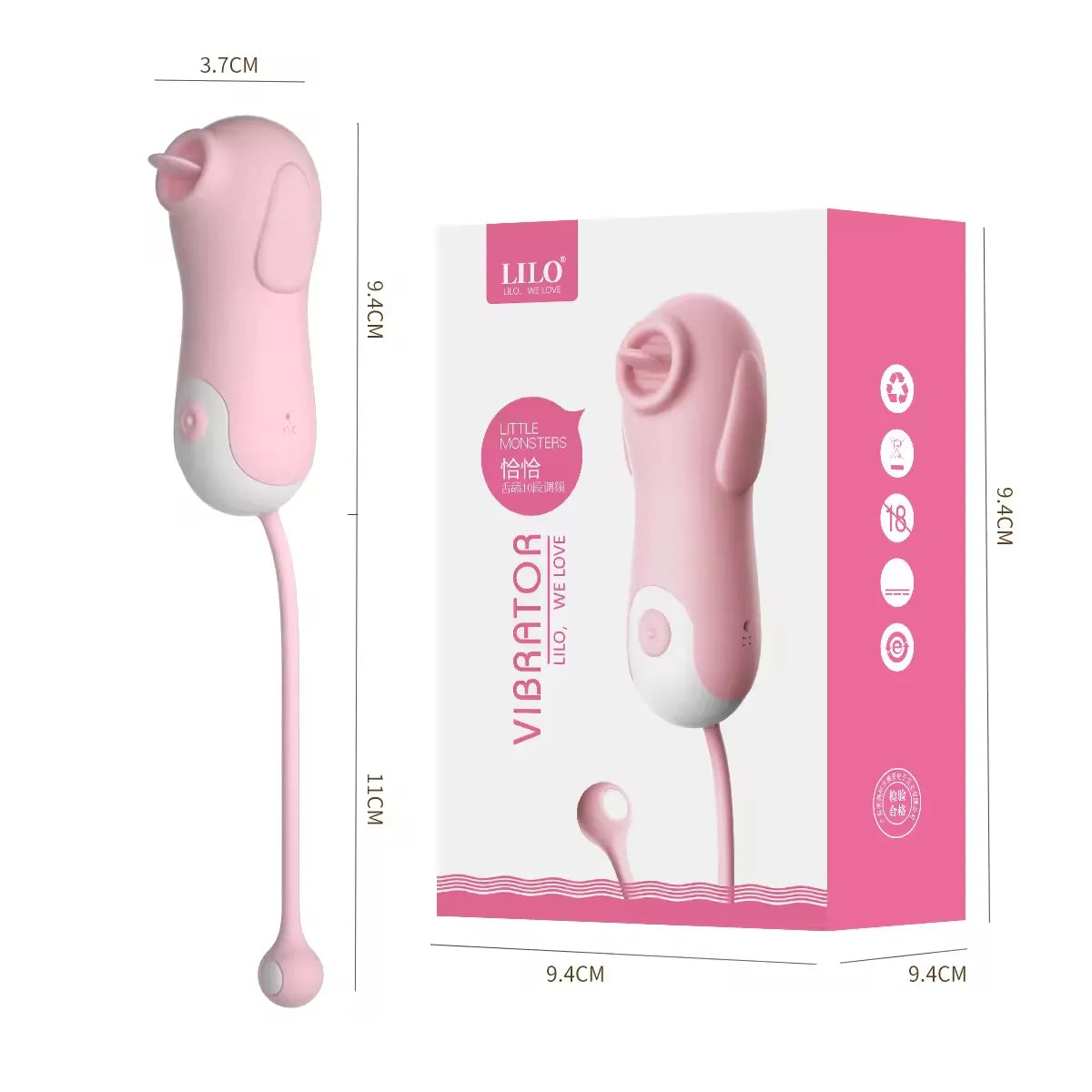 Estimulador de clitoris y pesones vibrador con 10 frecuencias diferentes cola introducible recargable