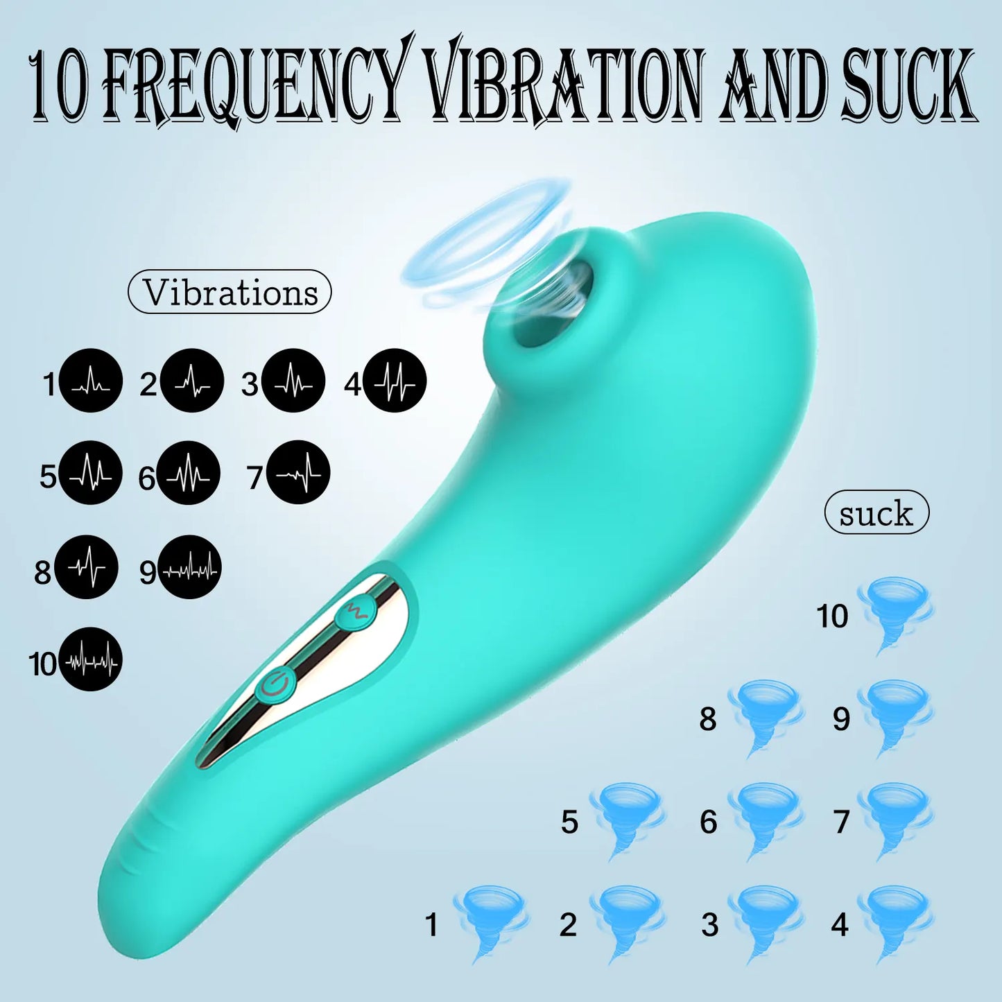 Succionador caballito de mar con 10 frecuencia de succión y vibraciones diferentes introducible