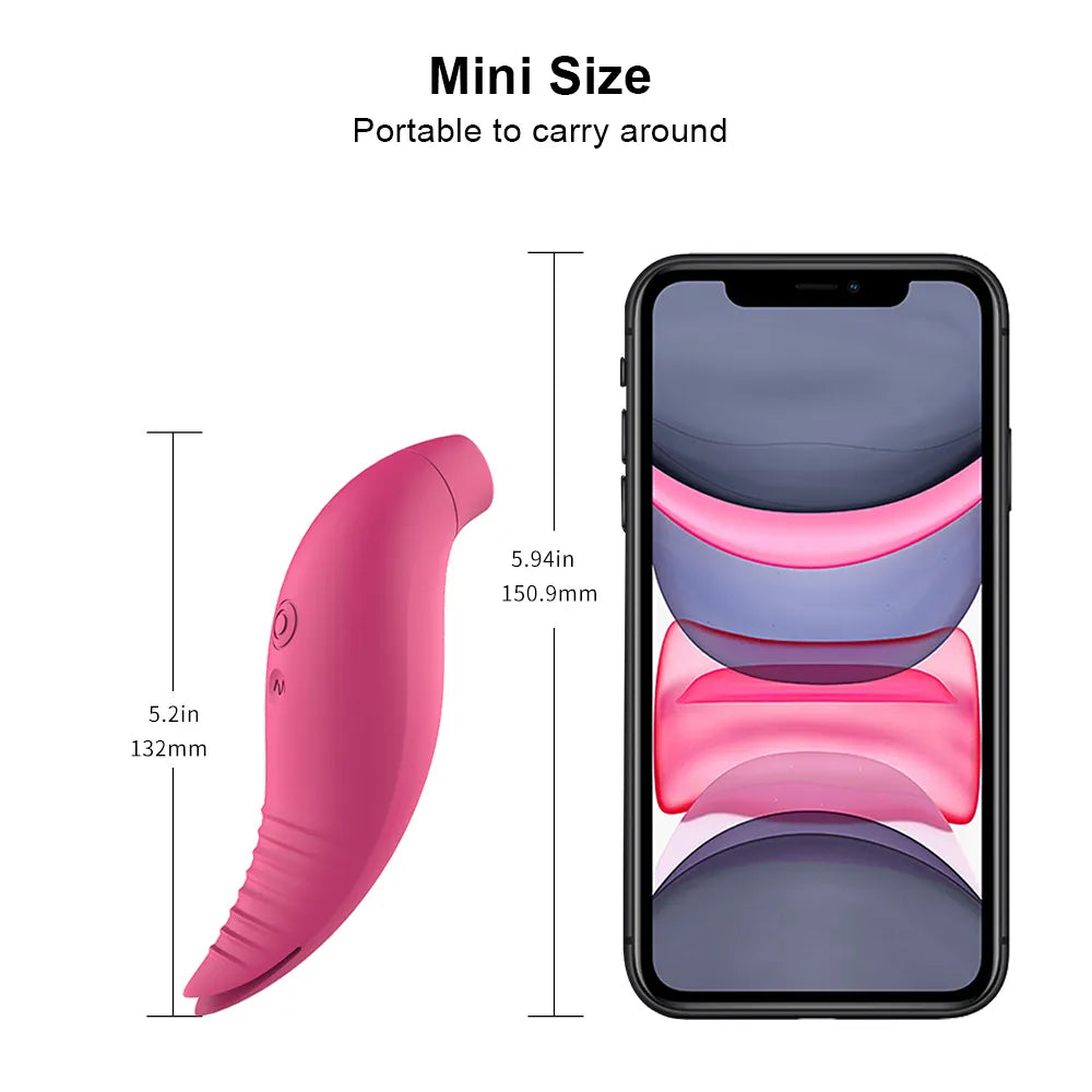 Mini pez cola doble, vibrador y succionador de clítoris 10 modos de vibrado y 7 de succión intraducible