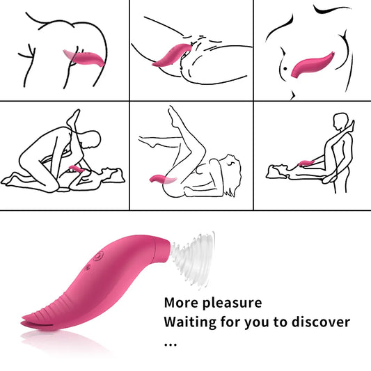 Mini pez cola doble, vibrador y succionador de clítoris 10 modos de vibrado y 7 de succión intraducible