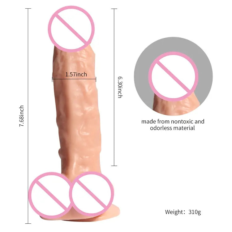 Dildo vibrador realistico 19.5cmx4cm rotativo 360º con base de succión compatible con arnés