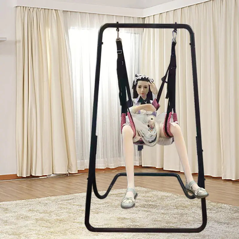 Columpio fetichista ajustable BSDM con marco y soporte sling resistente