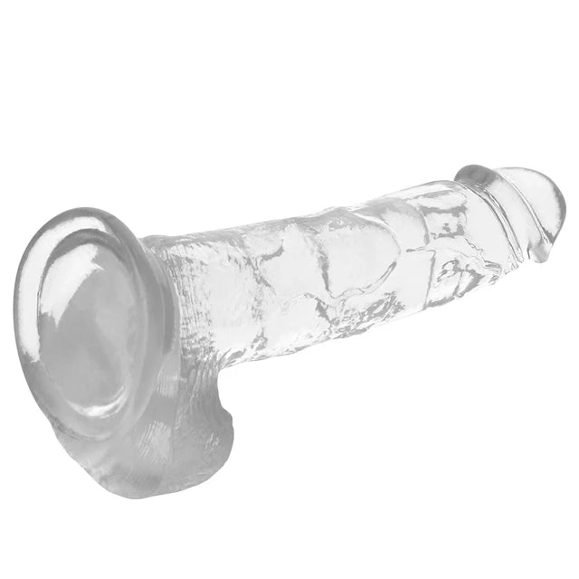 CONSOLADOR REALISTICO 20,5cm D4cm CON GENITALES - TRANSLÚCIDO