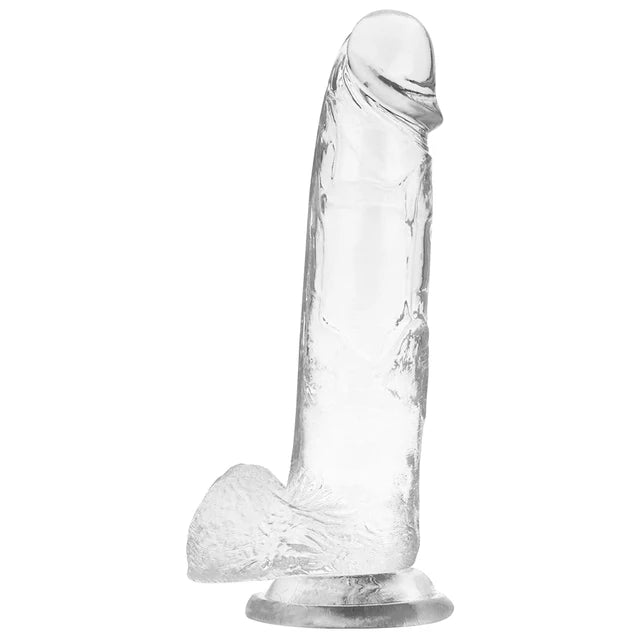 CONSOLADOR REALISTICO 20,5cm D4cm CON GENITALES - TRANSLÚCIDO