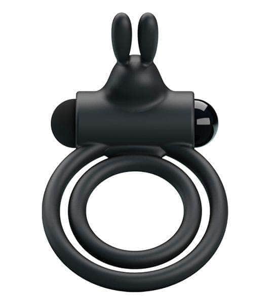 ANILLO VIBRADOR PARA PENE CON ESTIMULADOR  DE CLITORIS RABBIT - NEGRO